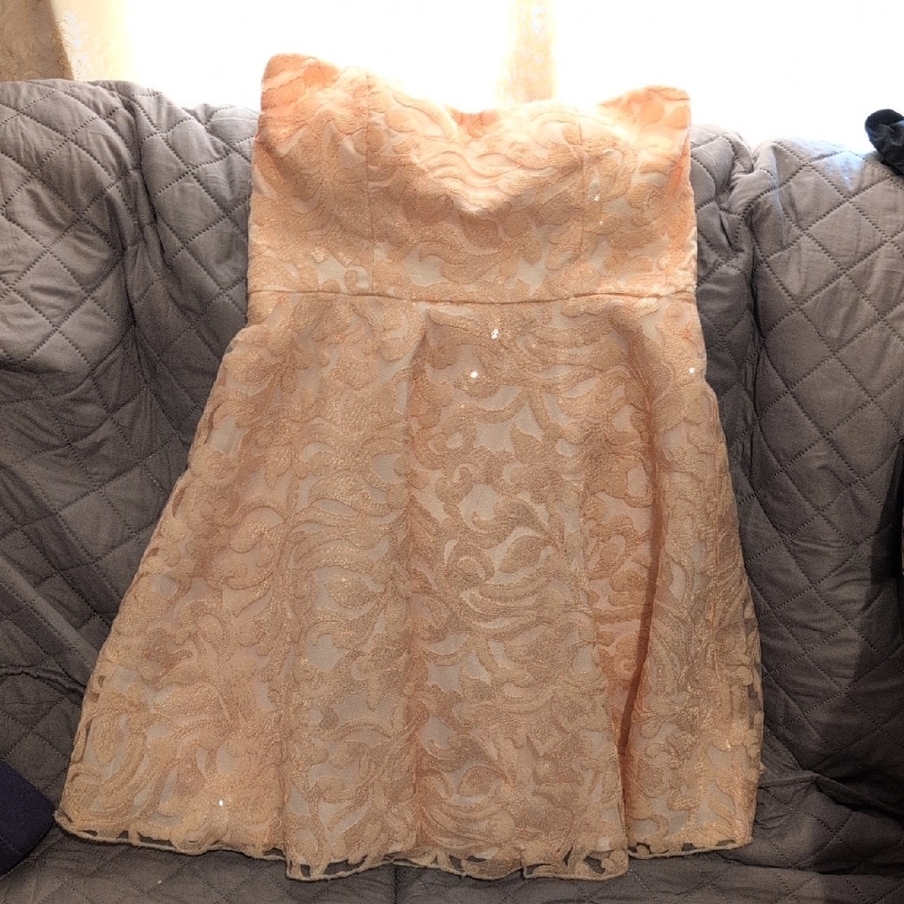 Elegant Peach Strapless Dress